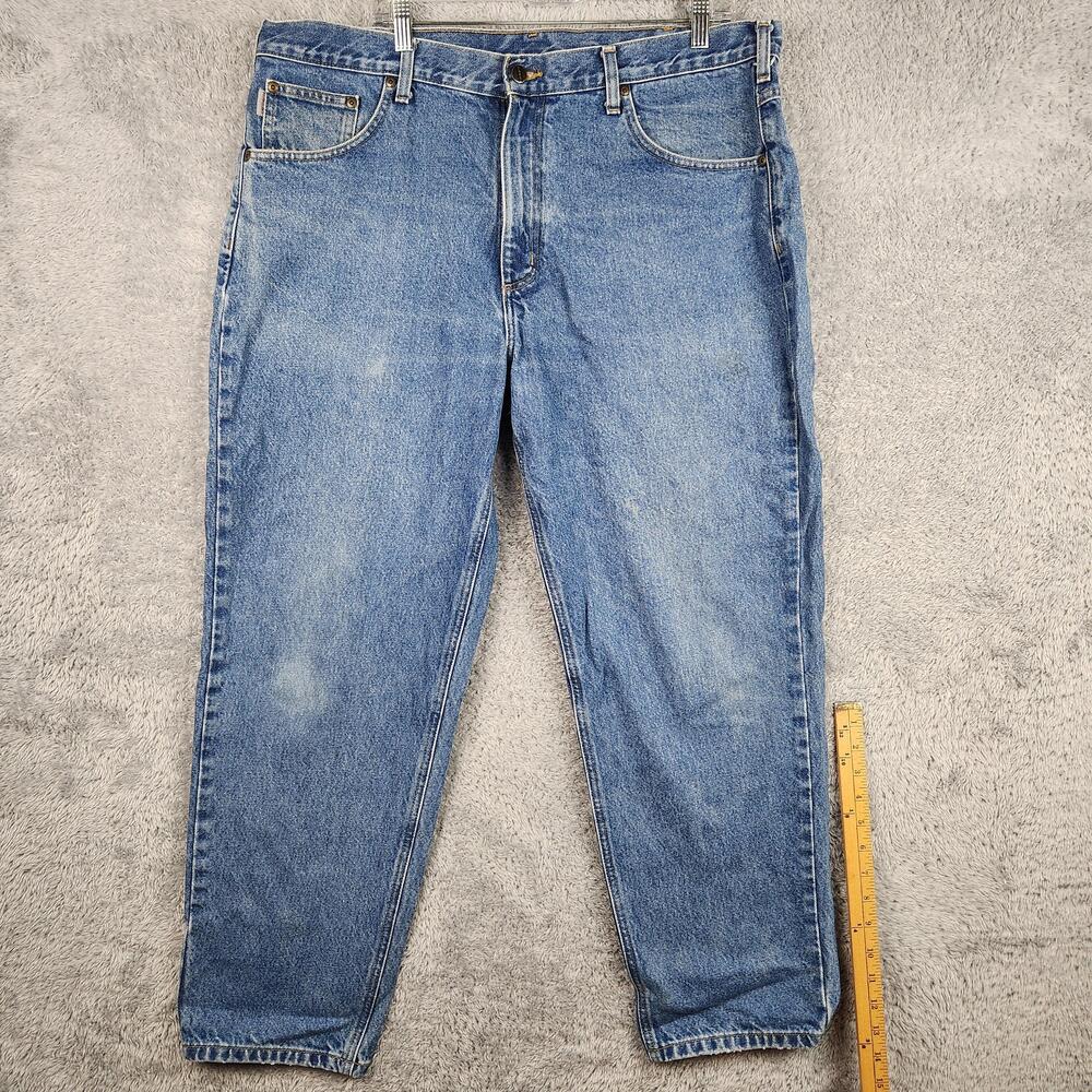 Carhartt Jeans Mens 40x30 Blue Relaxed Fit Straight Leg Denim B17 DST Workwear